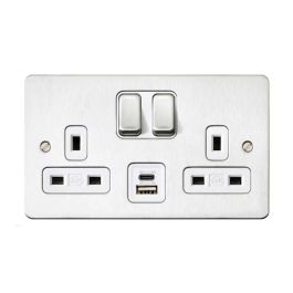 Brushed steel sockets with usb sales