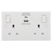 BG 822UAC30 Switched Double Socket with 30W Type A + C USB