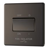 BG FBN15 Screwless Flat Plate Black Nickel Triple Pole Fan Isolator Switch 10A
