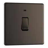 BG FBN31 Screwless Flat Plate Black Nickel Single Switch 20A with Neon