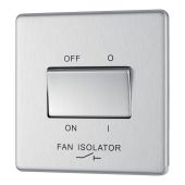 BG FBS15 Screwless Flat Plate Stainless Steel Triple Pole Fan Isolator Switch 10A