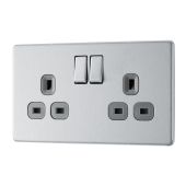 BG FBS22G Screwless Flat Plate Stainless Steel Double Switched 13A Socket