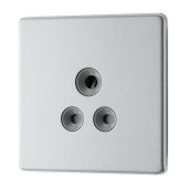 BG FBS29G Screwless Flat Plate Stainless Steel Single Round Pin Unswitched 5A Socket