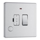 BG FBS53 Screwless Flat Plate Stainless Steel Switched 13A Fused Connection Unit with Neon and Cable Outlet