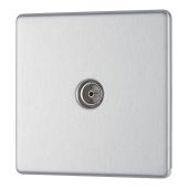 BG FBS60 Screwless Flat Plate Stainless Steel Single Socket TV/FM Co-axial Aerial Connection