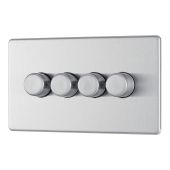 BG FBS84 Screwless Flat Plate Stainless Steel Quadruple Intelligent LED 2 Way Dimmer Switch 