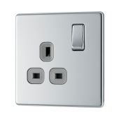 BG FPC21G Screwless Flat Plate Polished Chrome Single Switched 13A Socket