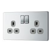 BG FPC22G Screwless Flat Plate Polished Chrome Double Switched 13A Socket