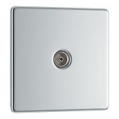 BG FPC60 Screwless Flat Plate Polished Chrome Single Socket TV/FM Co-axial Aerial Connection