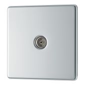 BG FPC60 Screwless Flat Plate Polished Chrome Single Socket TV/FM Co-axial Aerial Connection