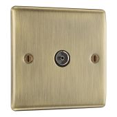 BG NAB60 Antique Brass Single Socket TV/FM Co-axial Aerial Connection