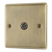 BG NAB60 Antique Brass Single Socket TV/FM Co-axial Aerial Connection