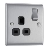 BG NBS21B Stainless Steel Single Switched 13A Socket