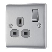 BG NBS21G Stainless Steel Single Switched 13A Socket