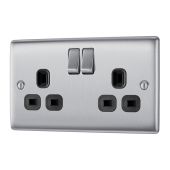 BG NBS22B Stainless Steel Double Switched 13A Socket
