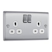 BG NBS22W Stainless Steel Double Switched 13A Socket