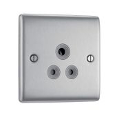 BG NBS29G Stainless Steel Single Round Pin Unswitched 5A Socket