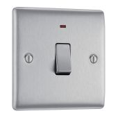 BG NBS31 Stainless Steel Single Switch 20A with Neon