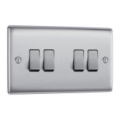 BG NBS44 Stainless Steel Quadruple Switch 10A 2 Way
