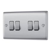 BG NBS44 Stainless Steel Quadruple Switch 10A 2 Way