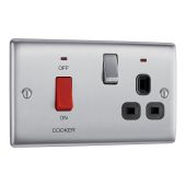 BG NBS70B Stainless Steel 45A Cooker Control Unit with Switched 13A Socket with Neon