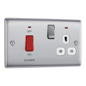 BG NBS70W Stainless Steel 45A Cooker Control Unit with Switched 13A Socket with Neon
