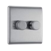 BG NBS82 Stainless Steel Double Intelligent LED 2 Way Dimmer Switch 