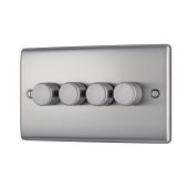 BG NBS84 Stainless Steel Quad Intelligent LED 2 Way Dimmer Switch 