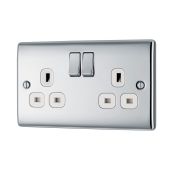 BG NPC22W Polished Chrome Double Switched 13A Socket