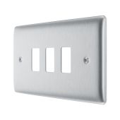 BG RNBS3 3 Gang Double Grid Front Plate Stainless Steel