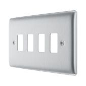 BG RNBS4 4 Gang Double Grid Front Plate Stainless Steel
