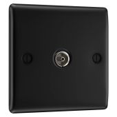 BG NFB60 Matt Black Single Socket TV/FM Co-axial Aerial Connection