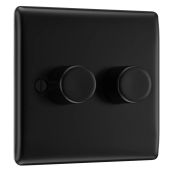 BG NFB82 Matt Black Double Intelligent LED 2 Way Dimmer Switch 