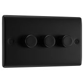 BG NFB83 Matt Black Triple Intelligent LED 2 Way Dimmer Switch 