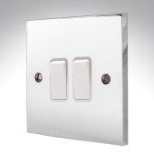 Hamilton 95R22WH-W Polished Chrome Light Switch 2 Gang 10A