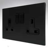 Hamilton 7MBCSS2BL-B CFX Matt Black 13A Double Socket