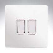 Hamilton 87CR22BC-W CFX Polished Chrome 10a Light Switch 2 Gang 2 Way