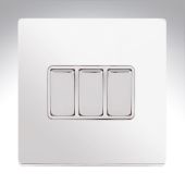 Hamilton 87CR23BC-W CFX Polished Chrome 10a Light Switch 3 Gang 2 Way