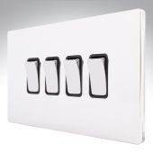 Hamilton 87CR24BC-B CFX Polished Chrome 10a Light Switch 4 Gang 2 Way