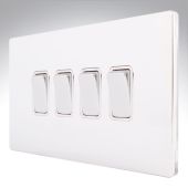 Hamilton 87CR24BC-W CFX Polished Chrome 10a Light Switch 4 Gang 2 Way