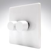 Hamilton 7WC2X100LEDWH CFX Gloss White Push LED Dimmer 2 Gang 2 Way 100W