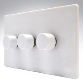 Hamilton 7WC3X100LEDWH CFX Gloss White Push LED Dimmer 3 Gang 2 Way 100W