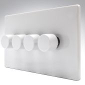 Hamilton 7WC4X100LEDWH CFX Gloss White Push LED Dimmer 4 Gang 2 Way 100W