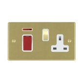 Hamilton 7245SS1SB-W Satin Brass 45A double pole isolator and switched 13A socket with neon indicator