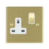 Hamilton 72SS1SB-W Satin Brass 13A single switched socket