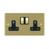 Hamilton 72SS2SB-B Satin Brass 13A double switched socket