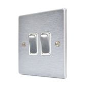 Hamilton 76R22SC-W Satin Chrome 10A double 2 way light switch