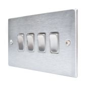 Hamilton 76R24SC-W Satin Chrome 10A quadruple 2 way light switch