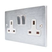 Hamilton 76SS2SC-W Satin Chrome 13A double switched socket