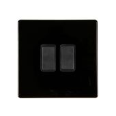 Hamilton 7BCR22BL-B CFX Gloss Black Light Switch 2 Gang 2 Way 10a